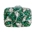 Detail of green and white marquise crystals on a rectangular evening clutch bag - Green Silver