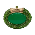 Elegant green rhinestone evening clutch bag with emerald cat-eye gemstone and gold clasp - Fruit Green
