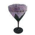 Detail of martini glass clutch bag with purple and black rhinestones for evening parties - Black Violet