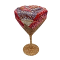 Exquisite martini cup clutch bag featuring colorful floral rhinestones and gold base detail - Gold Multicolor