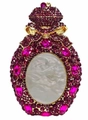 Luxury purple perfume bottle clutch with crystals and oval shell stone details - Fuschia