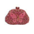 Elegant pink butterfly evening clutch bag with sparkling rhinestones and metal frame - Pink
