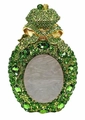 Luxury green shell evening clutch bag with emerald stones and bow-knot clasp - Fruit Green