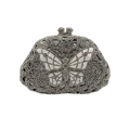 Silver butterfly clutch bag with pavé rhinestones and luxury enamel wings detail - Silver