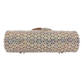 Pochette de soirée cylindrique en cristal avec strass colorés et cadre en métal doré - Or Irisé