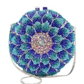Regenbogen-Sonnenblumen-Clutch-Tasche mit Strasssteinen und eleganter Metallkette für Damen - Blau Verlauf