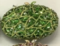 Pochette de soirée verte avec strass et monture dorée aux motifs de feuilles luxueuses - Vert Fruit
