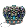 Dettaglio di strass colorati su una borsa da sera a corona con catena d'argento - Nero Iridescente