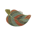 Pochette de soirée élégante en forme de feuille avec strass colorés et cadre en métal doré - Or Multicolore