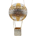 Clutch a mongolfiera scintillante con strass oro e argento e catena in metallo sottile - Mongolfiera Oro e Colorata