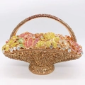 Detailed close-up of crystal-encrusted flower basket clutch with multicolored rhinestones - 5# Gold Brown Multicolor