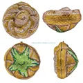 Golden flower crystal evening bag with floral diamond patterns in multi-angle view - Gold Petal Evening Bag / Gold