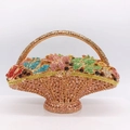 Detail of rose gold flower basket evening clutch with colorful rhinestones and 3D floral motifs - 7# Gold Multicolor
