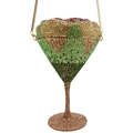Cocktail cup clutch bag with colorful rhinestones and a gold chain strap - Light Green AB