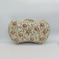 Borsa da sera dorata con motivo rosa in strass colorati e chiusura con diamante - Oro Multicolore