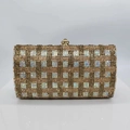 Clutch da sera dorata con strass colorati a scacchi e fibbia vintage con gemma - Oro champagne