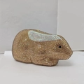 Clutch a forma di coniglio sdraiato con cristalli dorati e argento per eventi di gala - Oro