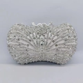 Pochette de soirée en cristal argenté avec motif de strass paon pour femmes - Argent