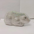 Elegante borsa a mano a forma di coniglio con cristalli e strass cangianti - Argento