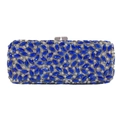 Pochette de soirée en cristaux bleu marine avec monture argentée et fermoir strass - Argent & Bleu