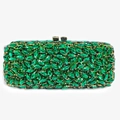 Elegante borsa da sera in metallo con strass verde smeraldo e cornice dorata - Verde