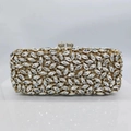 Pochette de soirée dorée ornée de strass marquise aux motifs de feuilles pour galas - Or / Zircone Blanche