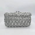 Elegante borsa da sera in metallo argento traforato con cristalli scintillanti - Argento