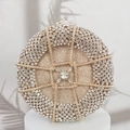 Bolso de fiesta redondo color champán con diamantes de imitación y detalles de cuerda - Dorado Blanco