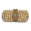 Luxurious gold hollow metal evening clutch with marquise crystals and sparkling rhinestones - Gold / Gold Rhinestone