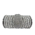Elegante pochette da sera argento con strass marquise e chiusura in cristallo - Argento