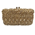 Elegante borsa da sera in oro traforato con cristalli scintillanti e chiusure metalliche - Oro