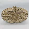 Bolso de fiesta de mariposa dorada con cristales y marco de metal calado engastado con diamantes - Dorado