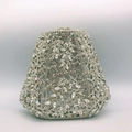 Sac de soirée argenté ajouré avec cristaux en forme de feuilles et strass brillants - Argenté