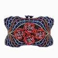 Luxury rhinestone evening clutch featuring colorful crystal rose flowers on a black case - Iridescent Black