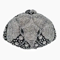 Luxury silver crystal elephant head clutch bag with sparkling diamond rhinestones - Black