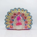 Peacock shape clutch bag with colorful pink and blue crystals for evening gala - Pink Multi