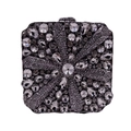 Elegant silver square evening clutch with floral rhinestone pattern and metal clasp - Gray
