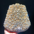 Pochette de luxe en métal doré ornée de diamants scintillants pour soirées de gala - Or / Zircone Blanche