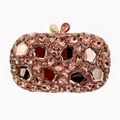 Elegante roségoldene Abendtasche mit rosa Kristallen und Kristall-Schleifenverschluss - Champagner