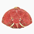 Elephant shaped evening clutch bag encrusted with sparkling red crystals and gold details - Red