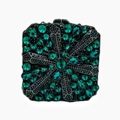 Elegant emerald green rhinestone clutch bag featuring a vintage floral windmill design - Green