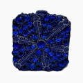 Royal blue rhinestone evening clutch bag with radial floral pattern and diamond clasp - Sapphire Blue