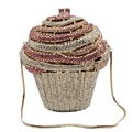 Luxury cupcake shaped evening clutch bag with sparkling pink and white rhinestones - Gold White Pink