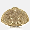Pochette de soirée en forme d'éléphant sertie de cristaux dorés et fermoir en métal doré - Or / Strass Or