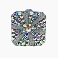 Sparkling multicolored rhinestone evening clutch bag with iridescent crystal patterns - Silver AB