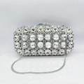 Elegante borsa da sera argento con strass scintillanti e catena sottile rimovibile - Argento
