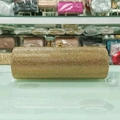 Detail view of the luxury gold rhinestone cylinder clutch bag with a metallic top clasp - 7# Style Gold (Cylindrical Full Diamond)