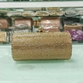 Macro shot of luxury cylindrical gold rhinestone clutch bag with sparkling crystal details - 8# Gold (Cylindrical Full Diamond Large Clasp)