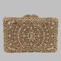 Champagne gold hollow metal clutch with radiant rhinestones for luxury evening parties - Champagne