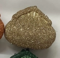 Close-up of sparkling champagne gold rhinestone evening clutch with luxury crystal texture - Crystal Yellow